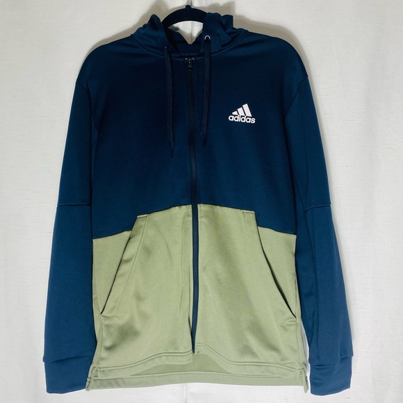 adidas Other - Adidas  Men's Aeroready Full Zip Hooded Track Jacket Olive Green Size Medium